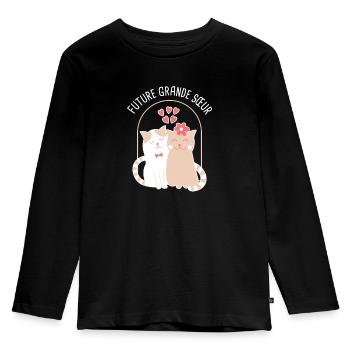 Future Grande Sœur Naissance Nouveau-né Grossesse - T-shirt manches longues Premium Enfant - noir - Devant - AI Model Kid Male (0cm)