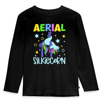 Aerial Silkiecorn - Aerial Silks - Kinder Premium Bio Langarmshirt - Schwarz - Vorne - AI Model Kid Male (0cm)