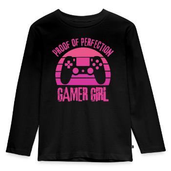 Gamer girl Proof of Perfection - Kids' Premium Longsleeve Shirt - black - Front - AI Model Kid Male (0cm)