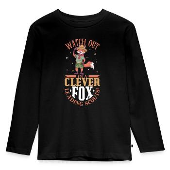 Cunning Fox is a Boy Scout Teacher - Kids' Premium Longsleeve Shirt - black - Front - AI Model Kid Male (0cm)