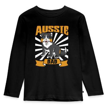 Aussie Dad - Australian Shepherd - Kinder Premium Bio Langarmshirt - Schwarz - Vorne - AI Model Kid Male (0cm)