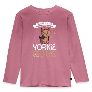 Yorkie paillettes - T-shirt manches longues Premium Enfant - mauve - Devant - AI Model Kid Female (0cm)