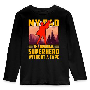Mon père le super-héros original sans cape - T-shirt manches longues Premium Enfant - noir - Devant - AI Model Kid Male (0cm)
