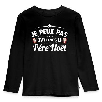 J'peux pas j'attends le Père Noël idée cadeau - T-shirt manches longues Premium Enfant - noir - Devant - AI Model Kid Male (0cm)