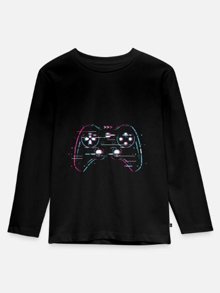 Controller Gaming - Kinder Premium Bio Langarmshirt - Schwarz