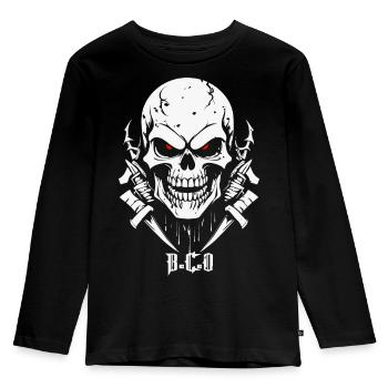 Totenkopf - Kinder Premium Bio Langarmshirt - Schwarz - Vorne - AI Model Kid Male (0cm)