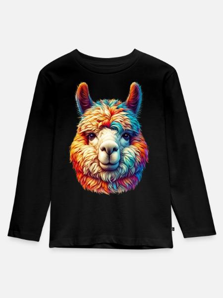 Alpaka - Kinder Premium Bio Langarmshirt - Schwarz