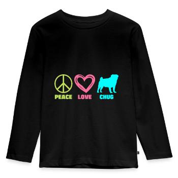 Chug Dog Mama Peace Love Saying for Mistress - Kids' Premium Longsleeve Shirt - black - Front - AI Model Kid Male (0cm)