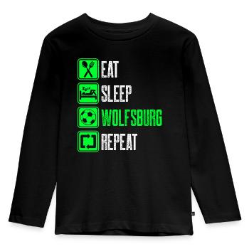 Repeat Wolfsburg - Kinder Premium Bio Langarmshirt - Schwarz - Vorne - AI Model Kid Male (0cm)