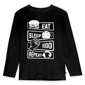 Eat Sleep Judo Repeat - martial arts defense - Kids' Premium Longsleeve Shirt - black - Front - AI Model Kid Male (0cm)