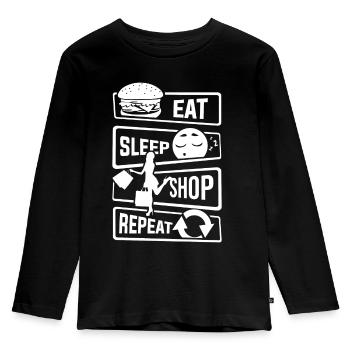 Eat Sleep Shop Repeat - Purchase Shoes Business - Kids' Premium Longsleeve Shirt - black - Front - AI Model Kid Male (0cm)
