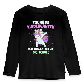 Rocke jetzt die Schule Einschulung 2021 Schulkind - Kinder Premium Bio Langarmshirt - Schwarz - Vorne - AI Model Kid Male (0cm)