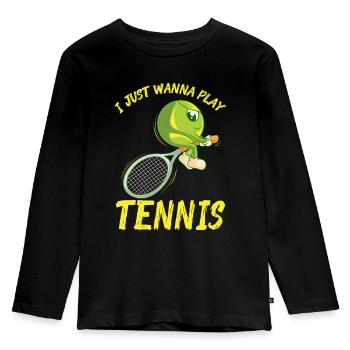 Drôle de tennis sort balle de tennis enfants - T-shirt manches longues Premium Enfant - noir - Devant - AI Model Kid Male (0cm)