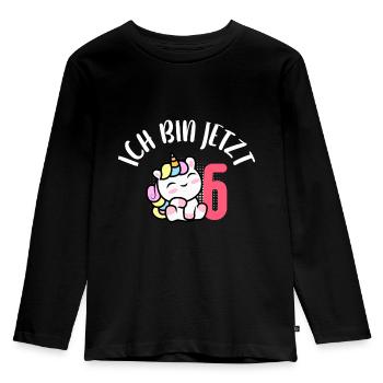 Ich bin jetzt 6 Jahre Geburtstag 6. Geburtstag - Kinder Premium Bio Langarmshirt - Schwarz - Vorne - AI Model Kid Male (0cm)