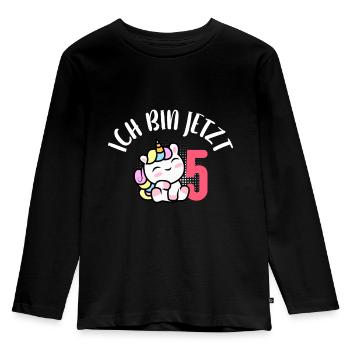 Ich bin jetzt 5 Jahre Geburtstag 5. Geburtstag - Kinder Premium Bio Langarmshirt - Schwarz - Vorne - AI Model Kid Male (0cm)