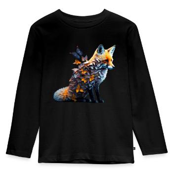 Fuchs Tierliebhaber Tierisch Tier Geschenkidee - Kinder Premium Bio Langarmshirt - Schwarz - Vorne - AI Model Kid Male (0cm)