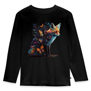 Tierliebhaber Geschenkidee Fuchs Rotfuchs Kunst - Kinder Premium Bio Langarmshirt - Schwarz - Vorne - AI Model Kid Male (0cm)