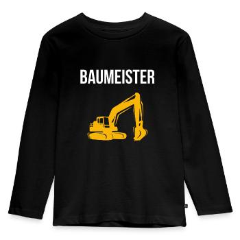 Baggerfahrer Baumeister Baustelle Bagger Baggern - Kinder Premium Bio Langarmshirt - Schwarz - Vorne - AI Model Kid Male (0cm)