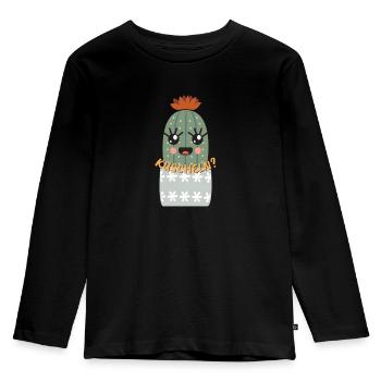 Cuddling? Cactus | Press Hug Sweet Cuddly - Kids' Premium Longsleeve Shirt - black - Front - AI Model Kid Male (0cm)