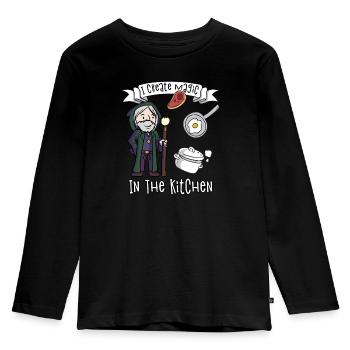 Ich zaubere in der Küche Koch Hausmann Hausfrau - Kinder Premium Bio Langarmshirt - Schwarz - Vorne - AI Model Kid Male (0cm)