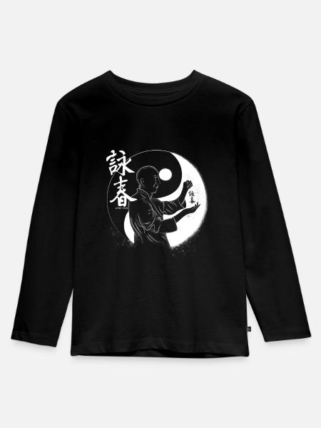 WingTsun Kung Fu - Kinder Premium Bio Langarmshirt - Schwarz