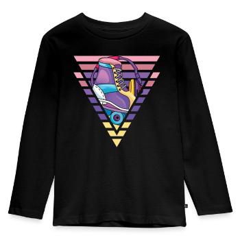 Patin à roulettes, patin à roulettes, patin à roulettes - T-shirt manches longues Premium Enfant - noir - Devant - AI Model Kid Male (0cm)