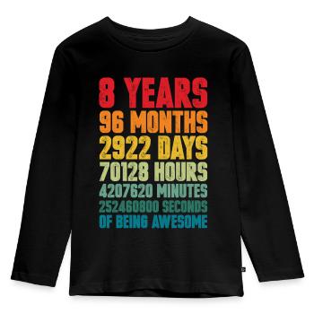 8 Jahre 96 Monate 8. Geburtstag retro Geschenk - Kinder Premium Bio Langarmshirt - Schwarz - Vorne - AI Model Kid Male (0cm)