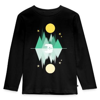 Ours polaire, nuit, hiver - T-shirt manches longues Premium Enfant - noir - Devant - AI Model Kid Male (0cm)