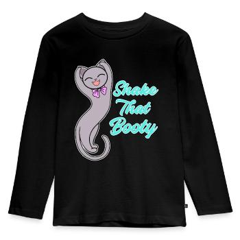 Shake that Booty - Katze, Diva - Kinder Premium Bio Langarmshirt - Schwarz - Vorne - AI Model Kid Male (0cm)