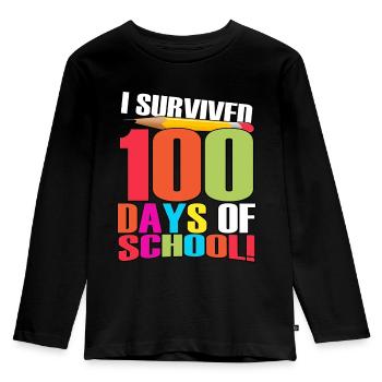 I Survived 100 days of School - Kids' Premium Longsleeve Shirt - black - Front - AI Model Kid Male (0cm)