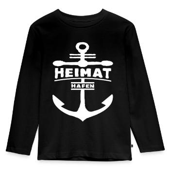 Meer Anker Heimat Hafen Zeichen - Kinder Premium Bio Langarmshirt - Schwarz - Vorne - AI Model Kid Male (0cm)