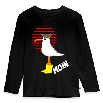 MOIN Moewe - Kinder Premium Bio Langarmshirt - Schwarz - Vorne - AI Model Kid Male (0cm)