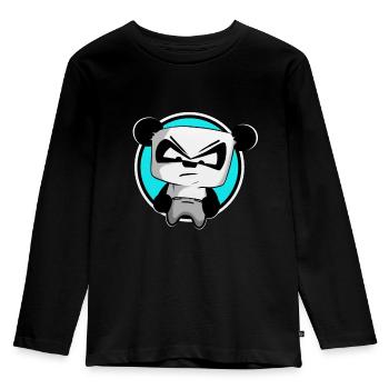 funny gaming panda PEW PEW gamer gambler - Kids' Premium Longsleeve Shirt - black - Front - AI Model Kid Male (0cm)