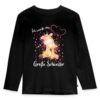 Ich Werde Eine Große Schwester 2025 - Kinder Premium Bio Langarmshirt - Schwarz - Vorne - AI Model Kid Male (0cm)