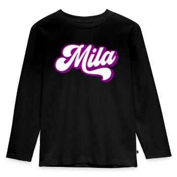Mila | Colors changeable - Kids' Premium Longsleeve Shirt - black - Front - AI Model Kid Male (0cm)