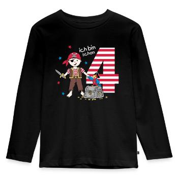 4. Geburtstag Pirat Jungen Geschenkidee - Kinder Premium Bio Langarmshirt - Schwarz - Vorne - AI Model Kid Male (0cm)