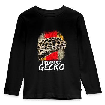 Leopardgecko - Kinder Premium Bio Langarmshirt - Schwarz - Vorne - AI Model Kid Male (0cm)