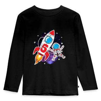 5ème anniversaire de la fusée astronaute spatiale - T-shirt manches longues Premium Enfant - noir - Devant - AI Model Kid Male (0cm)