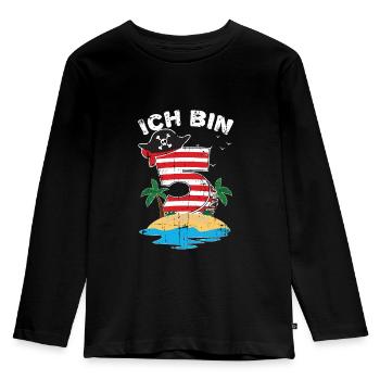 Pirat 5. Geburtstag Geschenk - Kinder Premium Bio Langarmshirt - Schwarz - Vorne - AI Model Kid Male (0cm)