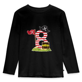 Pirate 8ème anniversaire - T-shirt manches longues Premium Enfant - noir - Devant - AI Model Kid Male (0cm)