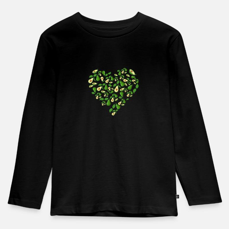 ich liebe Avocado - Kinder Premium Bio Langarmshirt - Schwarz