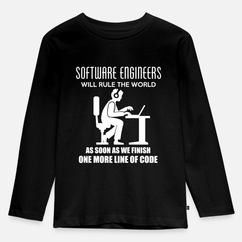 Software Engineer - Kinder Premium Bio Langarmshirt - Schwarz