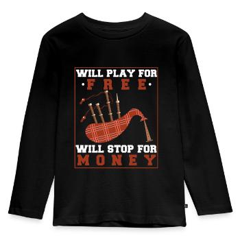 Instrument de musique de cornemuse bruyant - T-shirt manches longues Premium Enfant - noir - Devant - AI Model Kid Male (0cm)