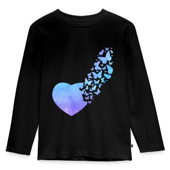 Butterfly Heart Cute Watercolor - Kids' Premium Longsleeve Shirt - black - Front - AI Model Kid Male (0cm)