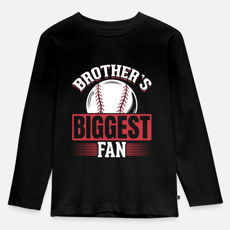 Kleine Schwester Baseball Bruder Fan - Kinder Premium Bio Langarmshirt - Schwarz