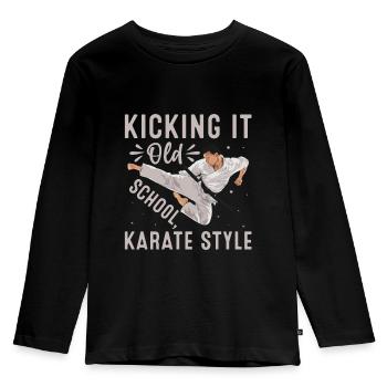 Kicking it old school Karate Style - Kids' Premium Longsleeve Shirt - black - Front - AI Model Kid Male (0cm)