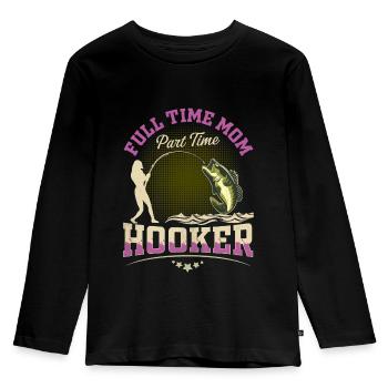 Vollzeit Mama Teilzeit Hook - Kinder Premium Bio Langarmshirt - Schwarz - Vorne - AI Model Kid Male (0cm)