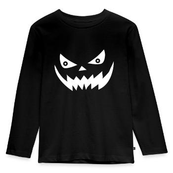 Halloween Fratze weiß - Kinder Premium Bio Langarmshirt - Schwarz - Vorne - AI Model Kid Male (0cm)
