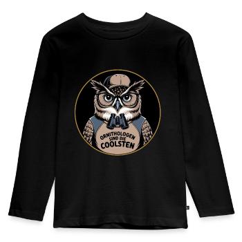 Ornithologists are the coolest funny owl - Kids' Premium Longsleeve Shirt - black - Front - AI Model Kid Male (0cm)