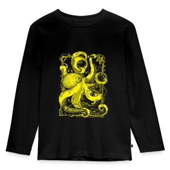 Tintenfisch Oktopus Krake unter Wasser Meer - Kinder Premium Bio Langarmshirt - Schwarz - Vorne - AI Model Kid Male (0cm)